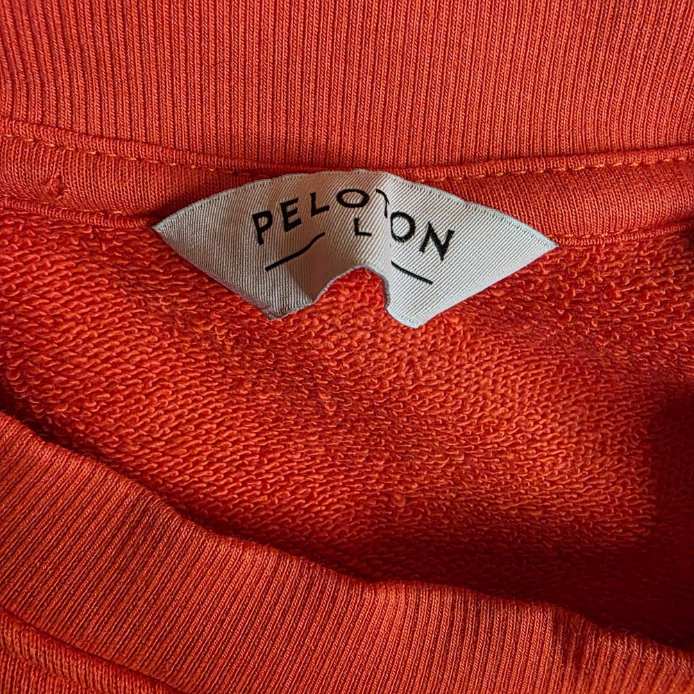 Peloton Mens 1000 Rides Milestone Crewneck Sweatshirt Red Orange Size L USA Made - Picture 4 of 10